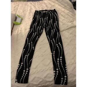 Gold Metal International Navy Blue White Orb patterned leggings​​